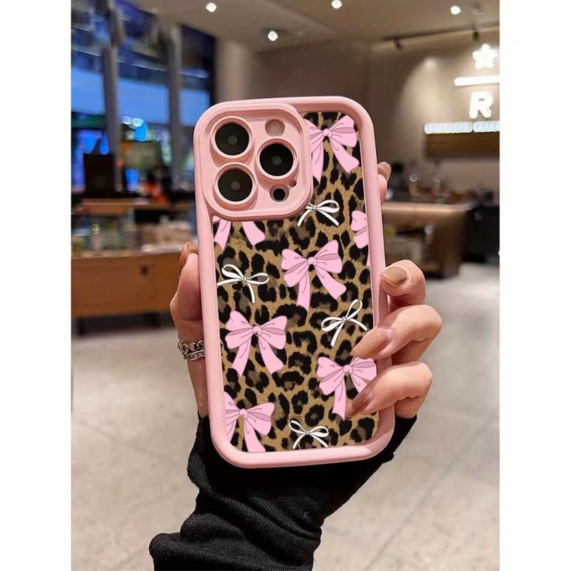 Apple Iphone 16 - Casing Ponsel Motif Leopard dengan Pita