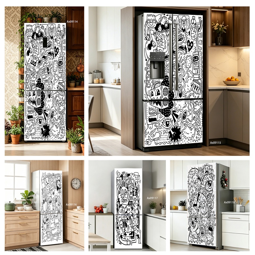 Stiker Kulkas Monster Doodle G - Full Cover Adhesive ulasan dan harga