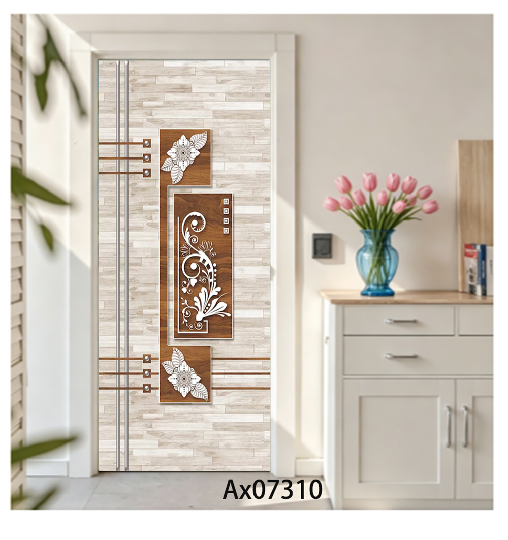 Stiker Pintu Kayu Motif Bunga  - Full Cover Adhesive ulasan dan harga